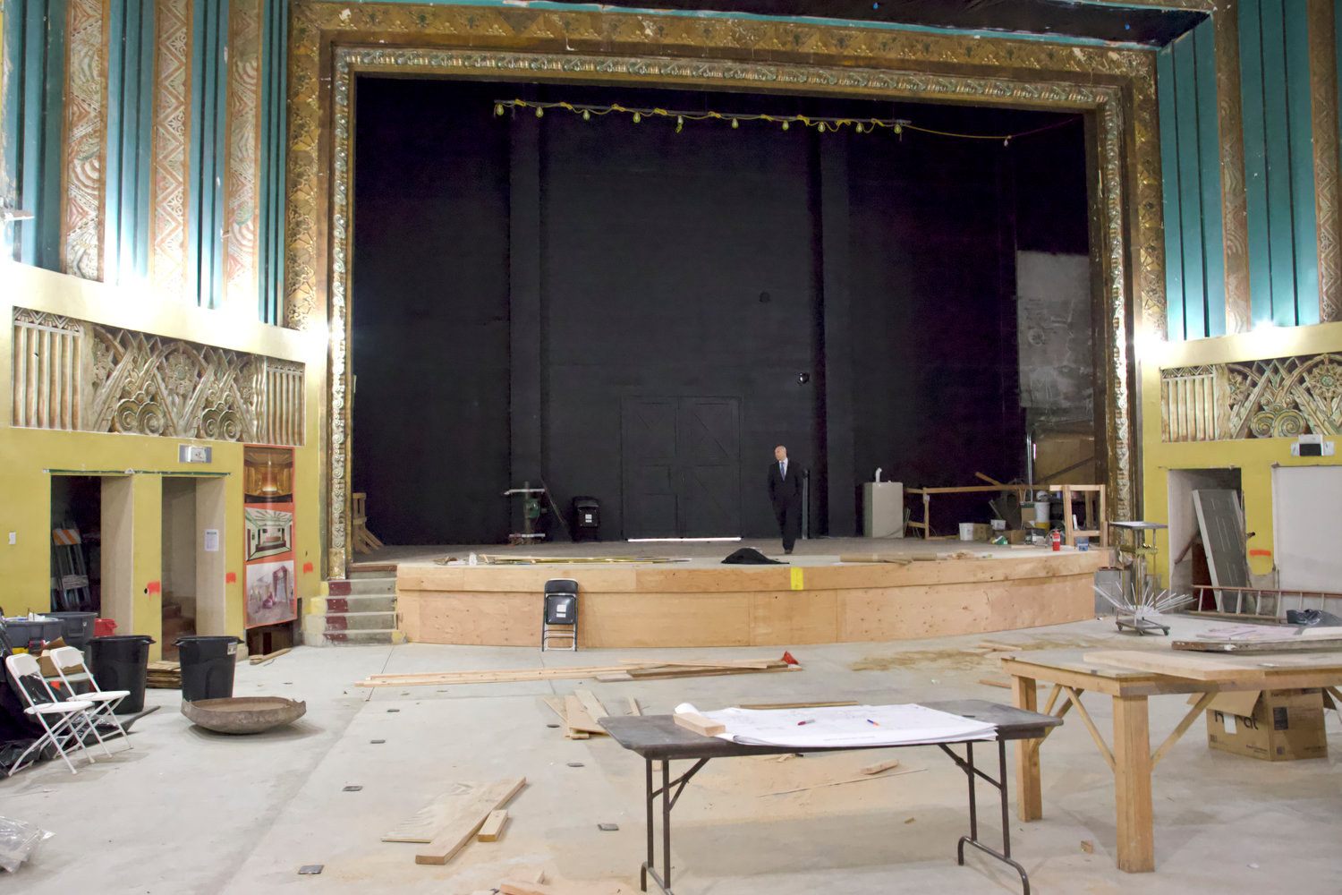 The Fox Theatre stage is pictured on Friday.
